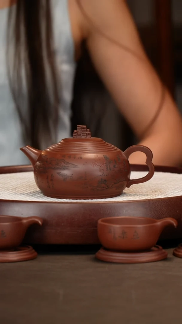 茶壶紫砂【顾顺娣】老紫泥渔舟唱晚   430CC