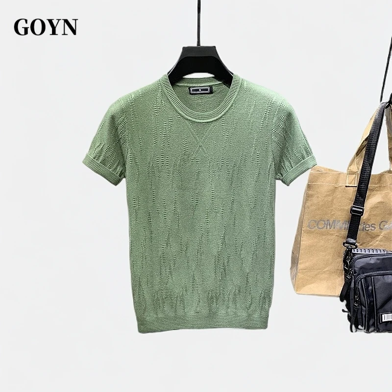 GOYN夏季男款新款短袖 t恤潮流韩版修身半袖针织衫上衣服休闲男装