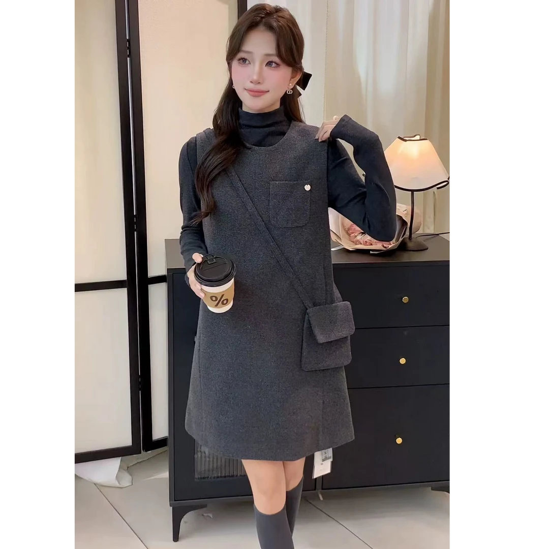817带包小香背心连衣裙毛呢两件套装