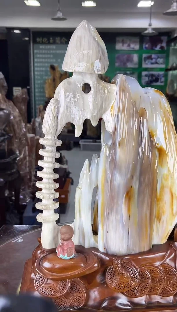 缅甸天然树化玉摆件