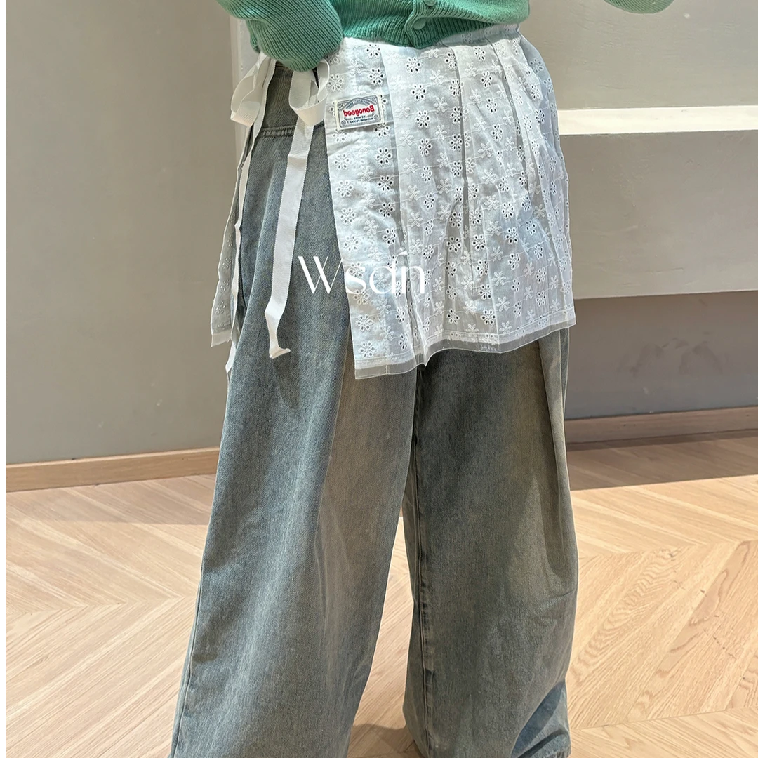 韩系古早春夏时尚百搭屁帘街头感叠穿神器蕾丝花边镂空半身裙女