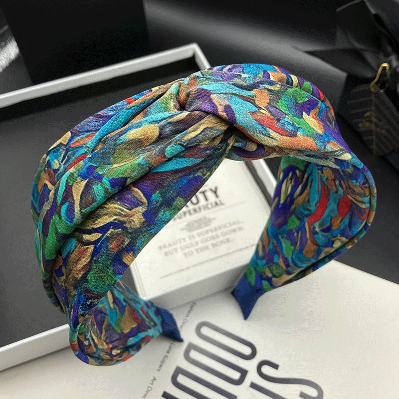 嘻哈风彩色布艺发卡发箍女高颅顶日常成人发窟头饰宽边压发头箍