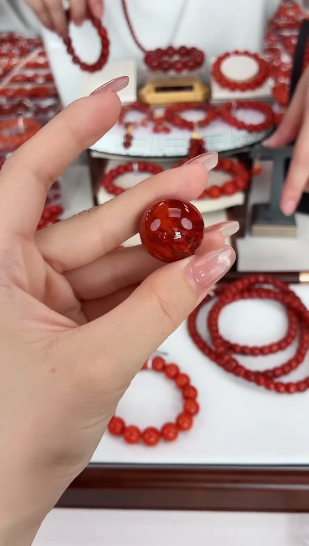 南红玛瑙瓦西单珠22+未镶嵌一个/条