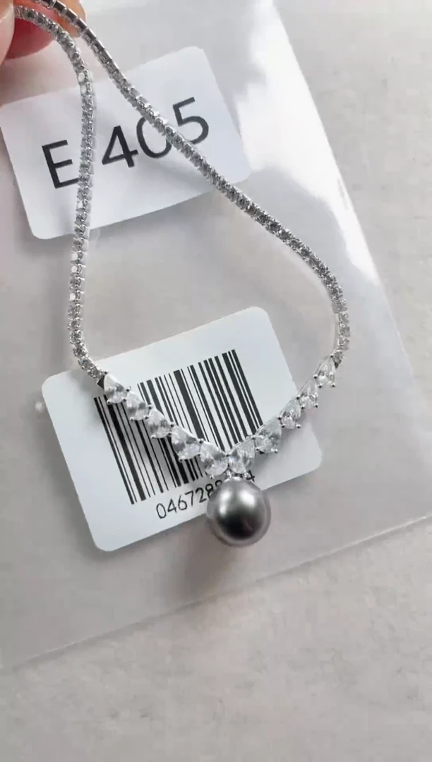 银S925镶嵌套链海水珍珠E405