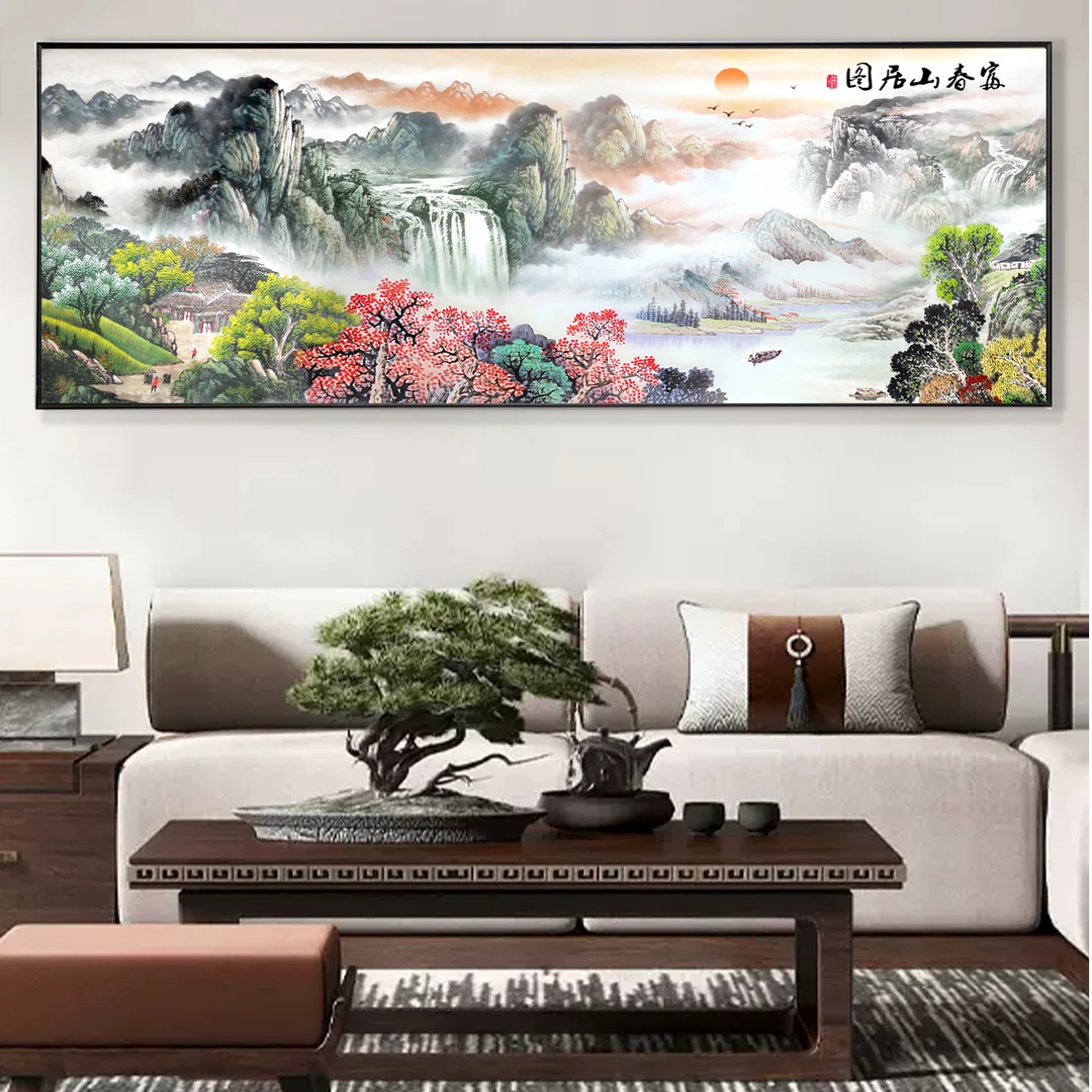 DC/蒂彩【富春山居图】新中式手工Diy十字绣升级版办公室钻石挂画