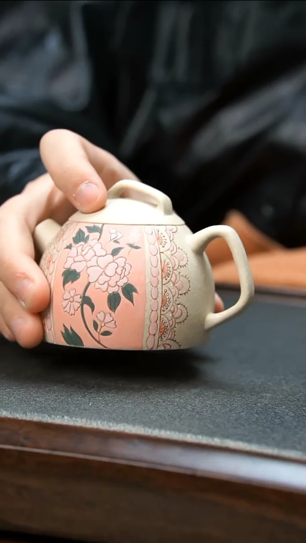 【闪购商品】紫砂茶壶秦权粉花壶微瑕