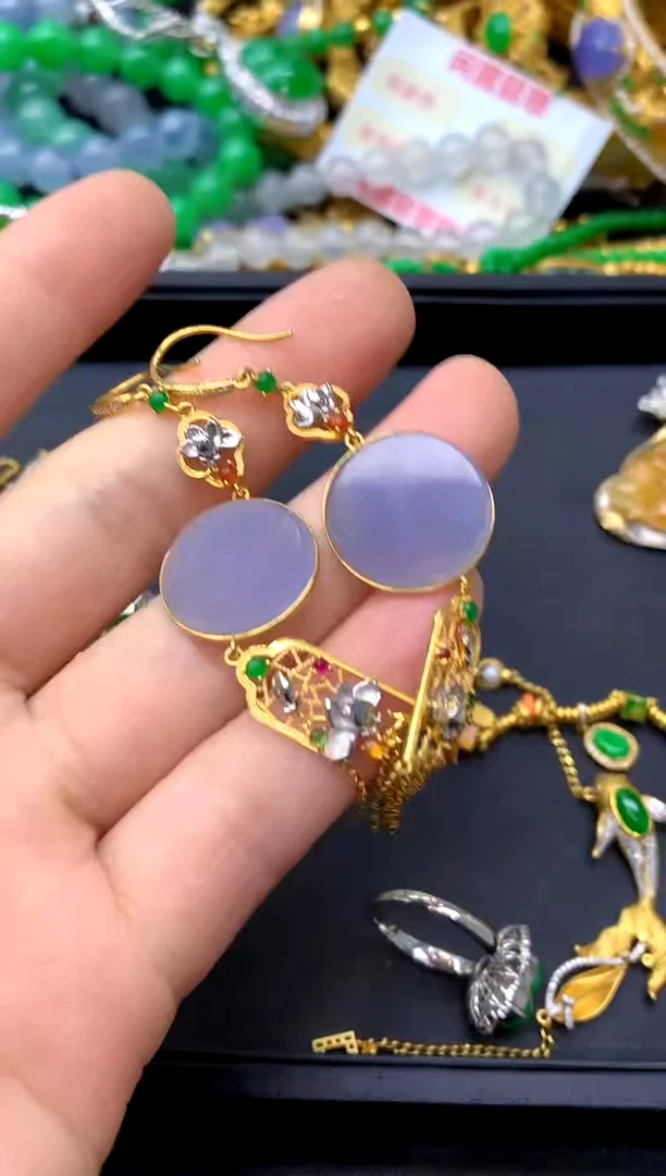 18K金镶嵌翡翠耳饰489-中国好珍宝