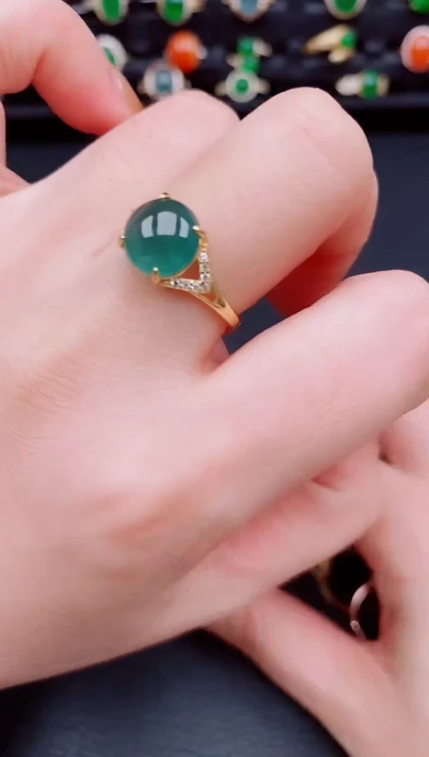 【闪购商品】翡翠戒指银S925镶嵌天然a货翡翠10