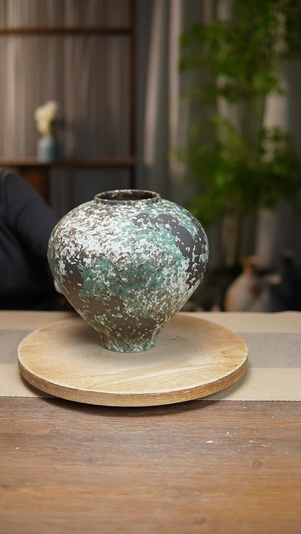 【闪购商品】陶瓷花器涂鸦绿月亮罐