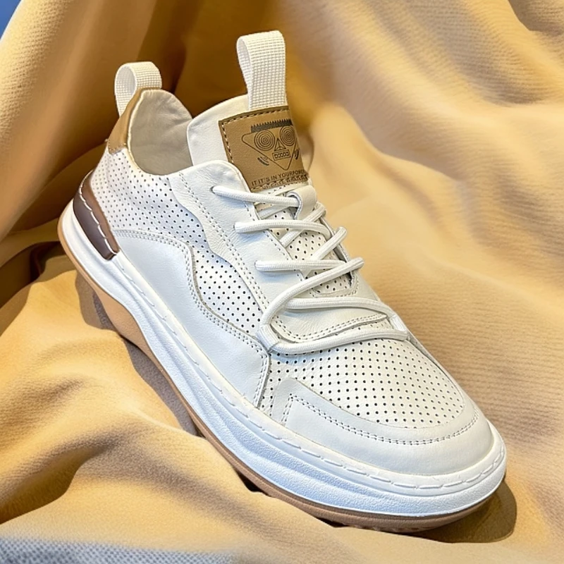 【头层牛皮】春夏透气镂空男士真皮手工缝制鞋软底软面休闲开车鞋14