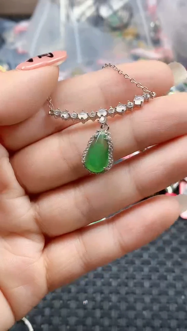 银S925镶嵌戒指翡翠天然A货缅甸翡翠