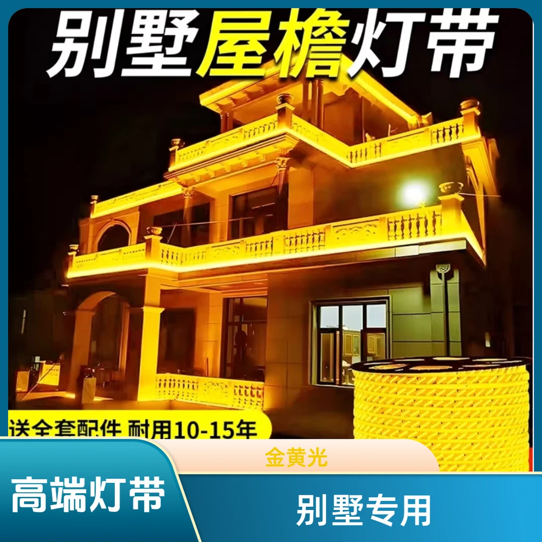 高档金黄光220vled灯带别墅庭院美化景观亮化家装防雨防晒防冻