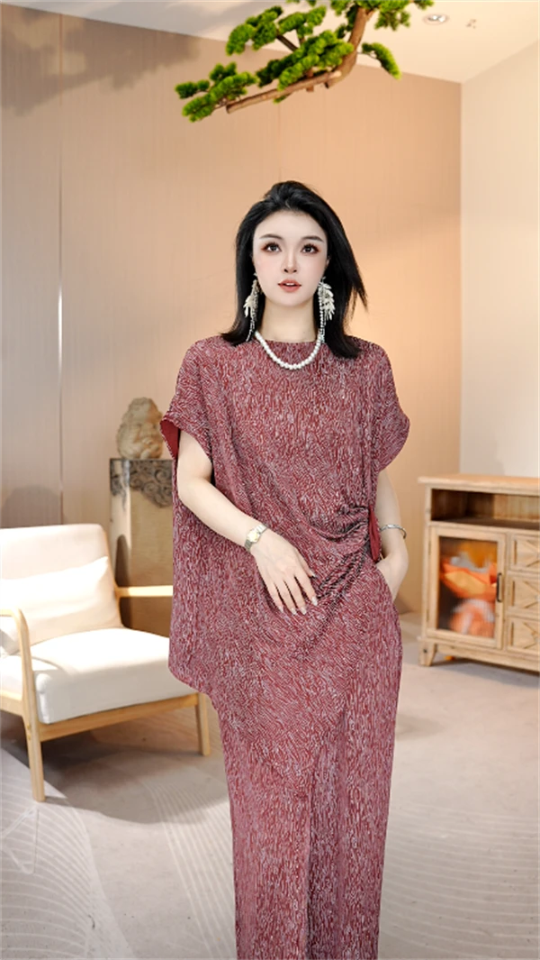 【流光风】夏款上新【红淑】时尚上档次洋气高档上衣裤子套装-7181#