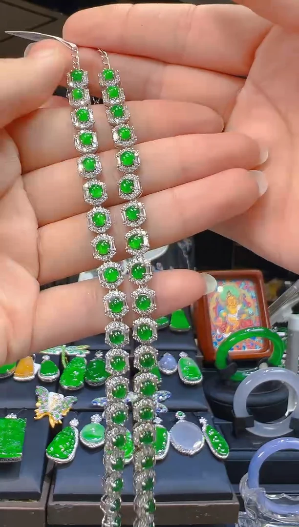 银S925镶嵌手链翡翠044(多样性发货发其一)