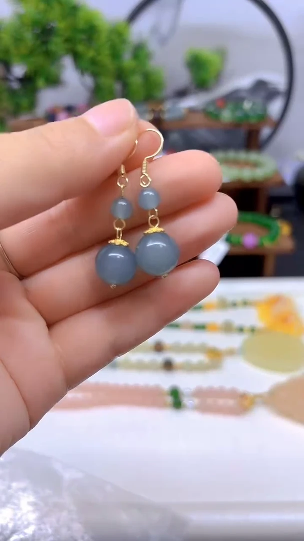 翡翠14K金镶嵌耳饰E779