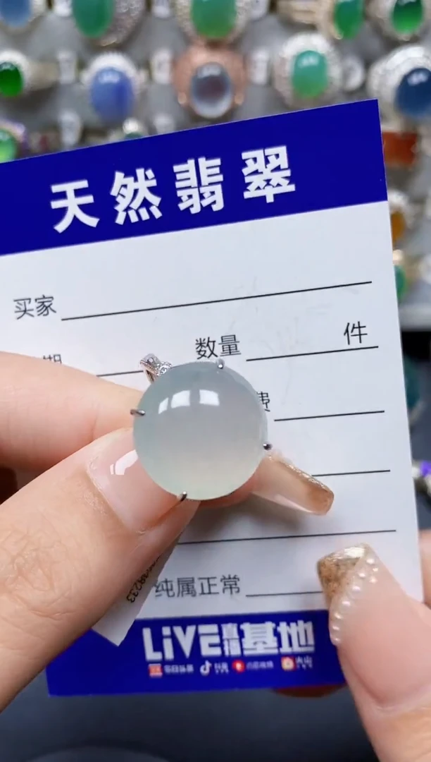 翡翠戒指银S925镶嵌46