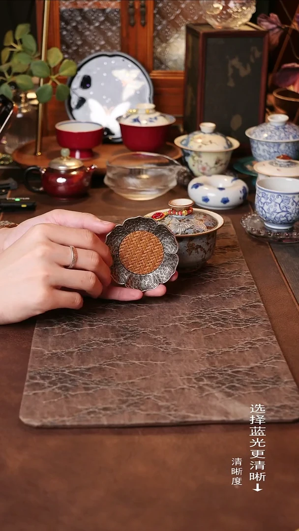 纯锡老茶客藤编杯垫
