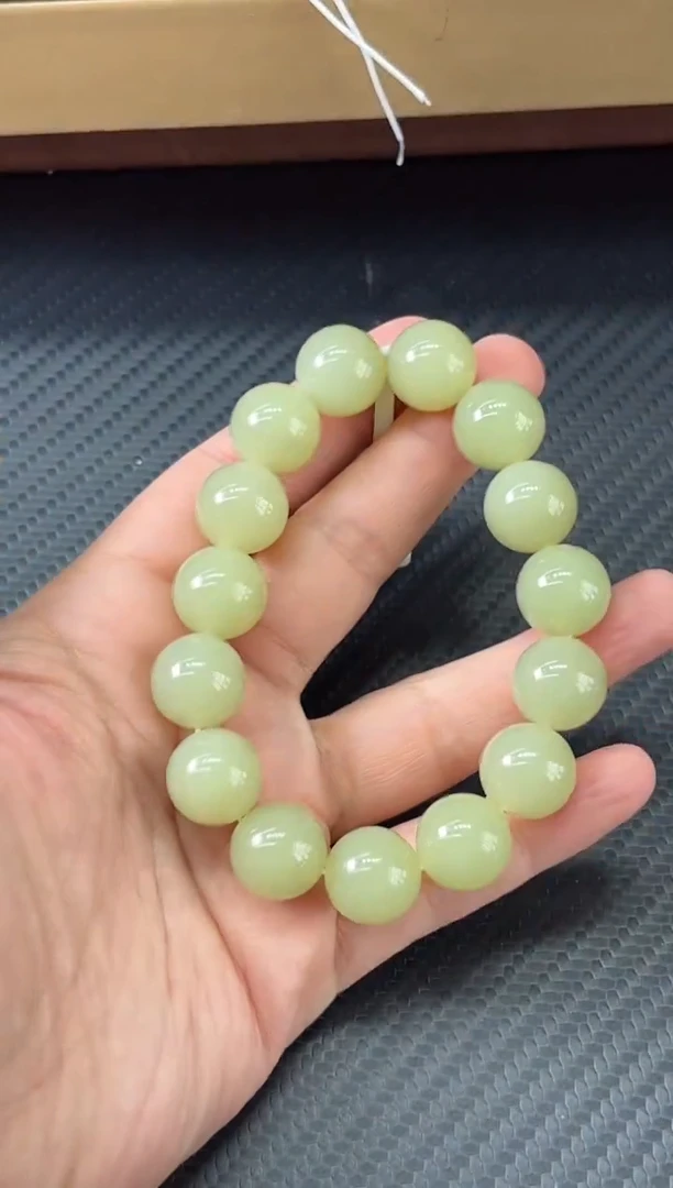 未镶嵌手串和田玉若羌李保国矿微色差卡14h