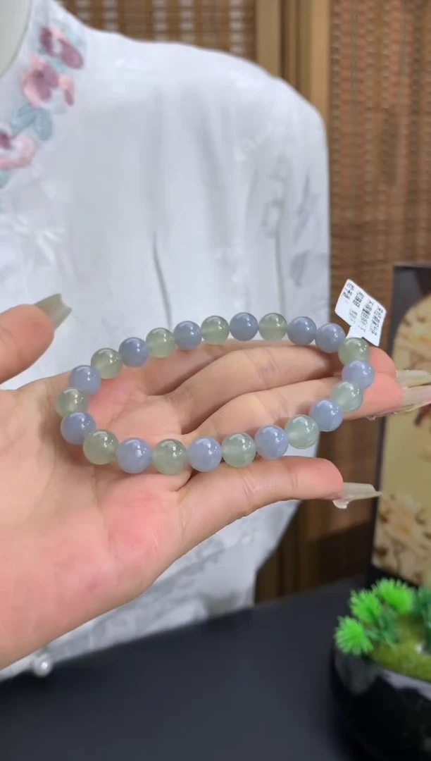 未镶嵌手链翡翠双彩 卡8mm