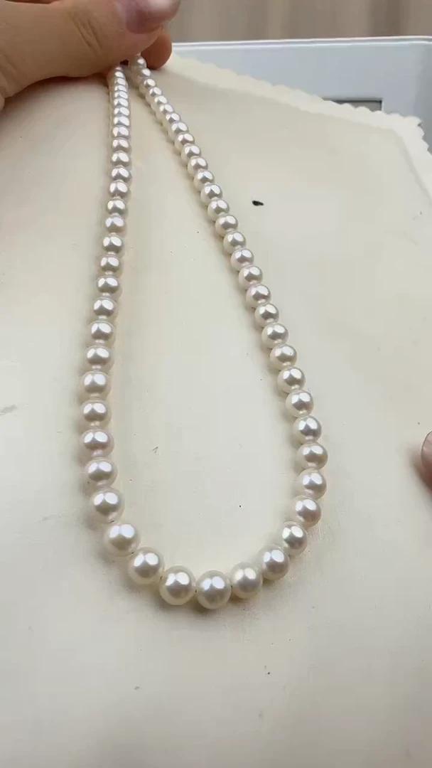 项链银S925镶嵌淡水珍珠5-6mm串链