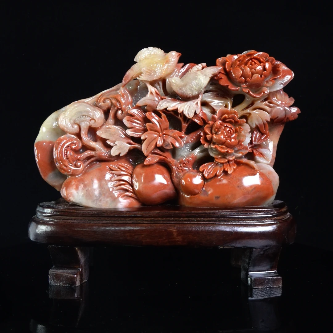 Lot.14.水洞高山花开富贵摆件151克21x14x6cm