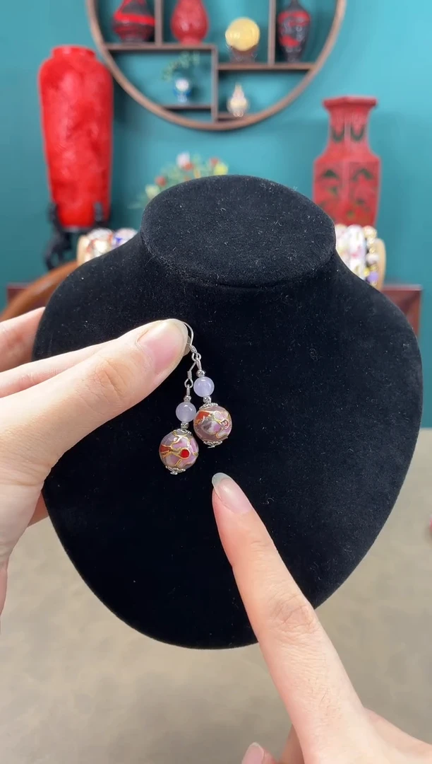 非遗 景泰蓝耳饰 1.2紫色