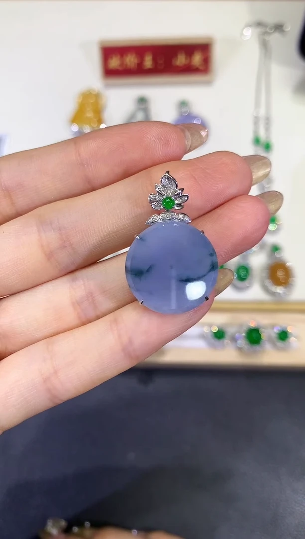 翡翠18K金镶嵌吊坠(不含链)团购22