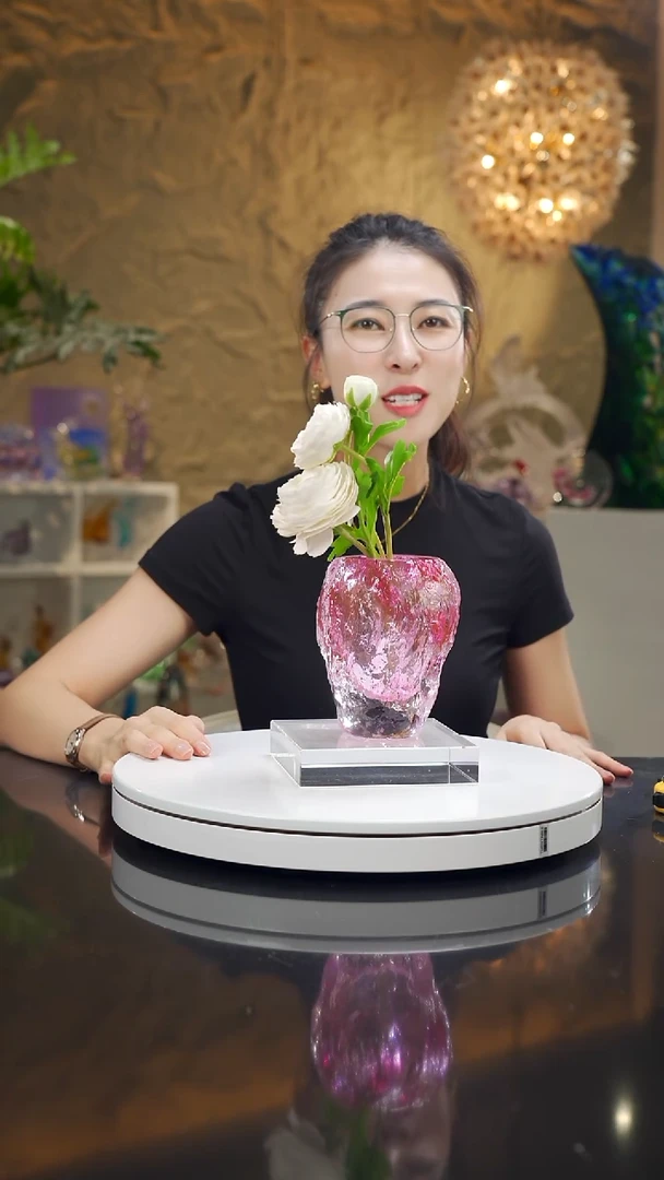 手工艺品琉璃朱****皮冰川纹金红色香薰瓶