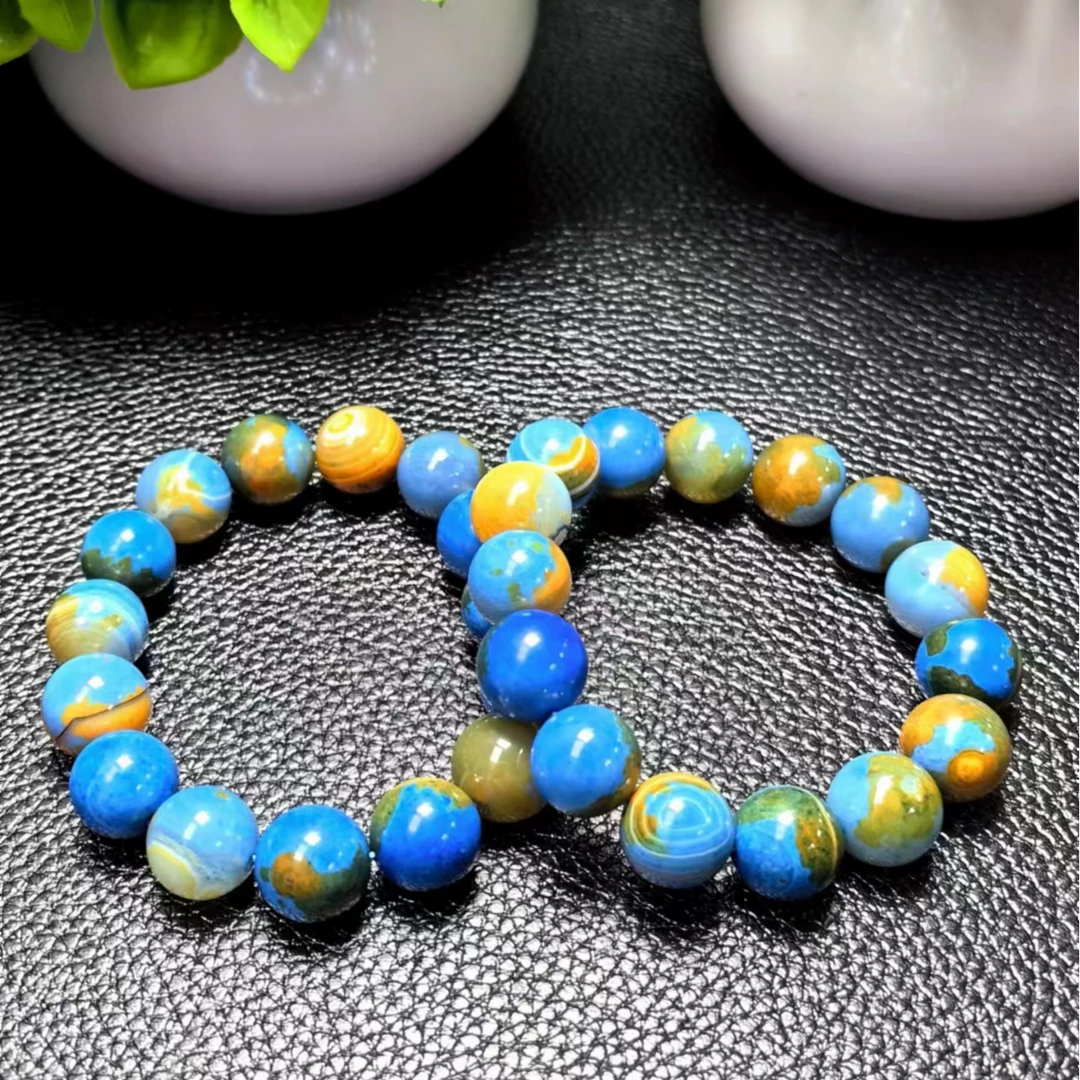 S6897【福嘟嘟珠宝】大地精灵蓝玛瑙手串-送礼佳品-多样性只发一件