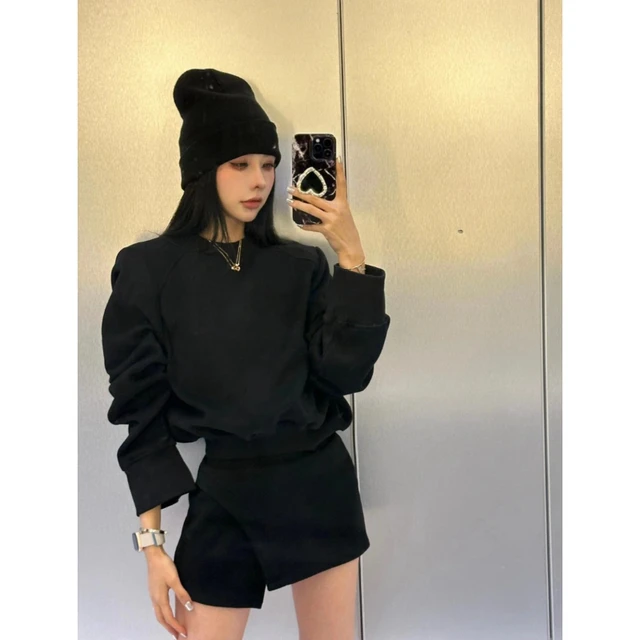 2024入秋搭配一整套休闲修身显瘦长袖上衣高腰包臀半身裙韩系穿搭