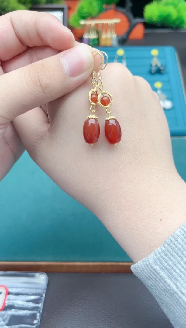 【闪购商品】南红玛瑙耳饰银S925镶嵌525000