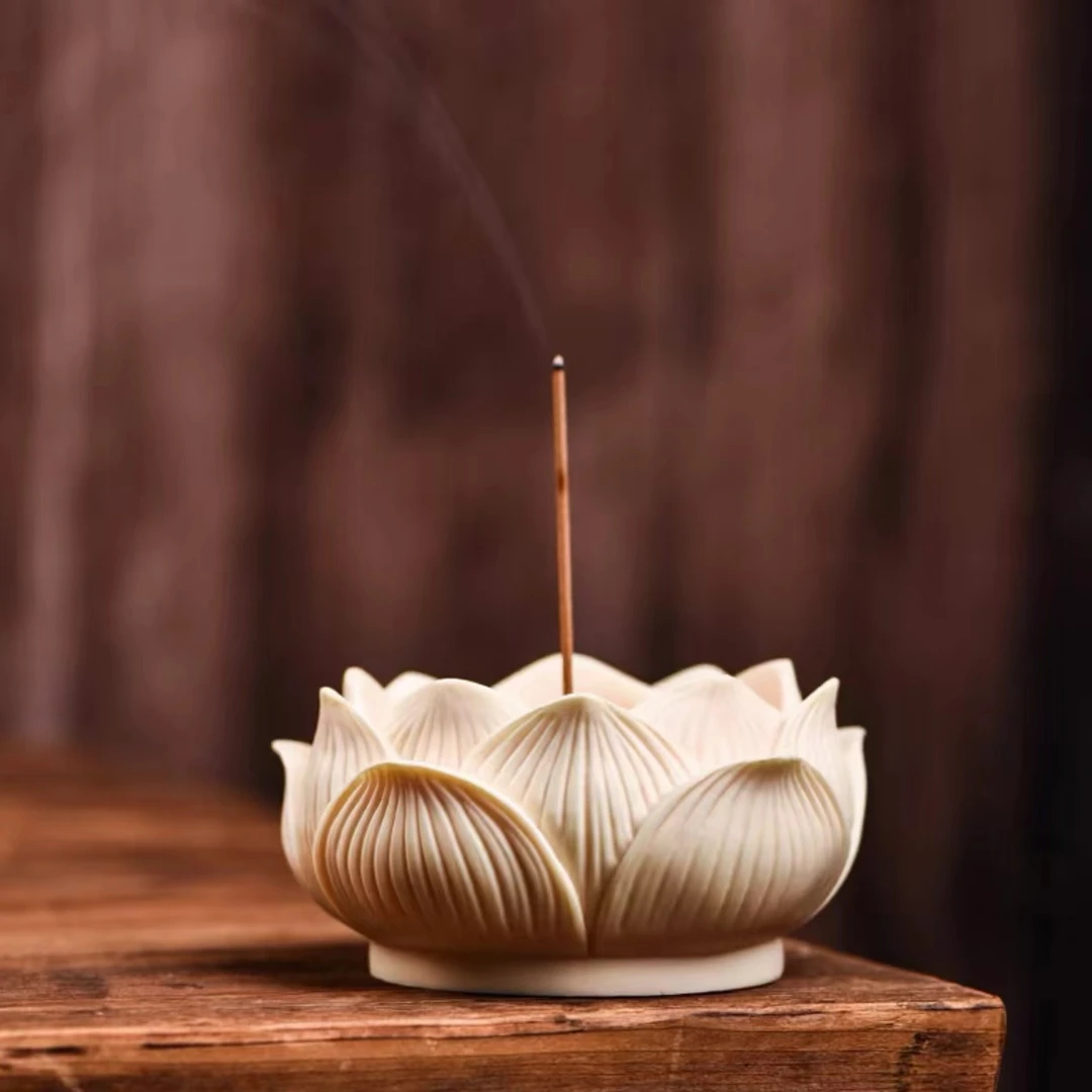 白莲花线香香插摆件