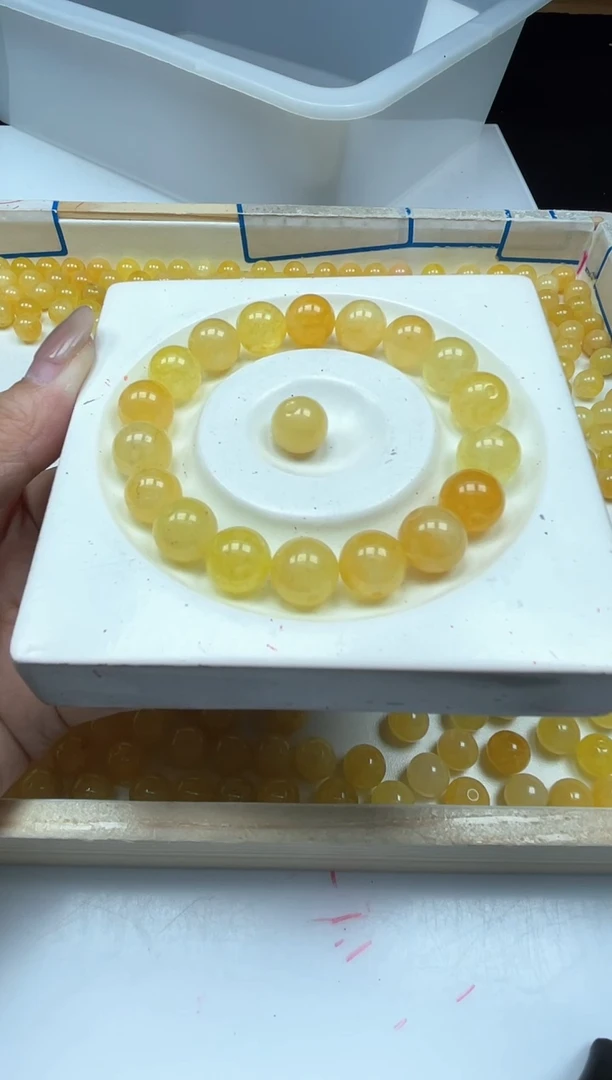 散珠未镶嵌碧玺A1562 黄碧玺10mm10个8元