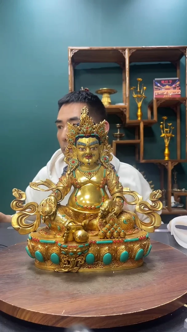 卷轴画小*儿全铜彩珠10寸黄财