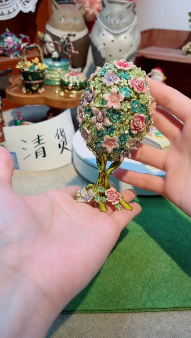 瓷片福利微瑕中古款高质珐琅彩合金摆件首饰盒