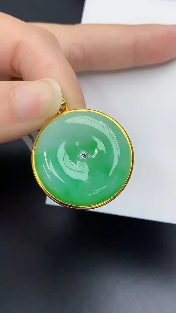 颈饰银S925镀金镶嵌翡翠天然缅甸A货百元以上9元证书费自理