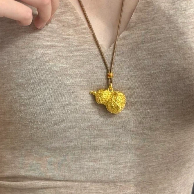 黄金爬藤葫芦足金999花丝镂空古法福禄黄金首饰按克投资金