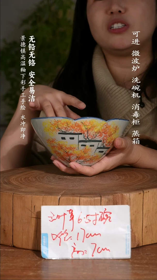 碗陶瓷景德镇高温瓷釉下彩手绘陶瓷