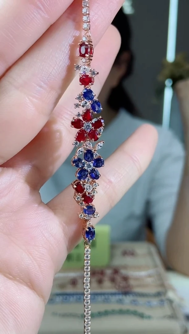【闪购商品】红宝石手链银S925镶嵌手链