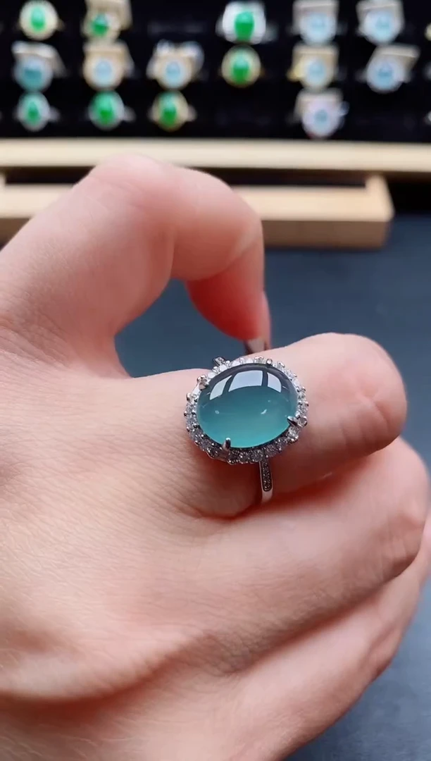 银S925镶嵌戒指翡翠1