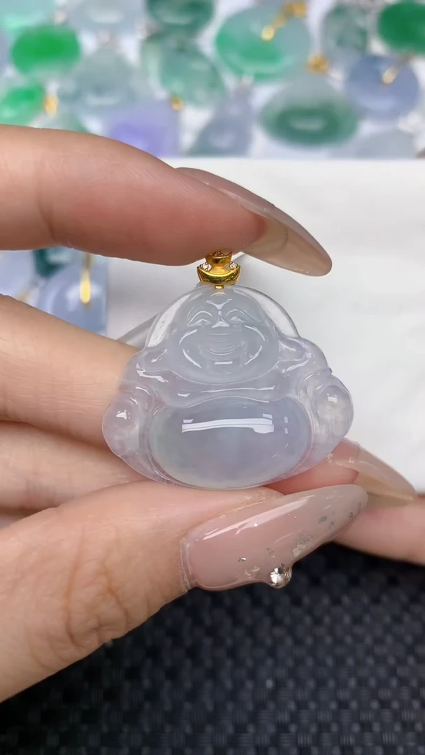 颈饰18K金镶嵌翡翠天然缅甸翡翠a货百元以上9元证书费自理