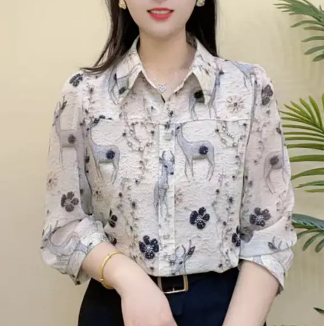 2025时尚百搭衬衫气质质感高级显瘦短袖洋气减龄988