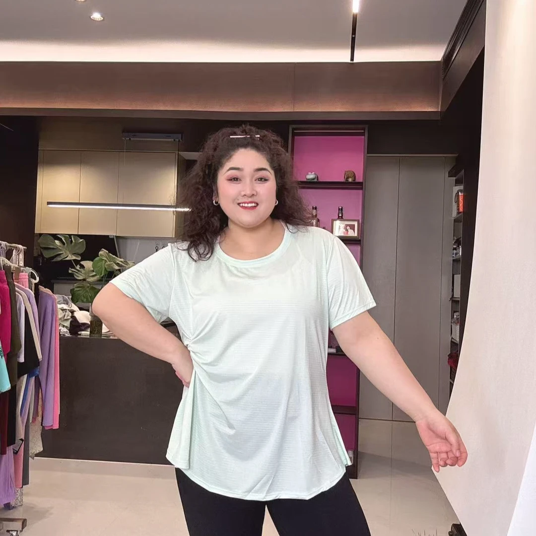 {新粉必入}冰感加长侧褶皱速干圆领短袖SY-173