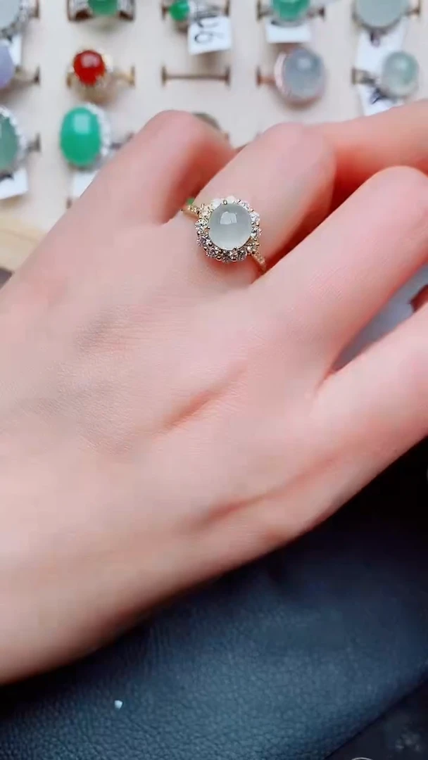 银S925镶嵌戒指翡翠...