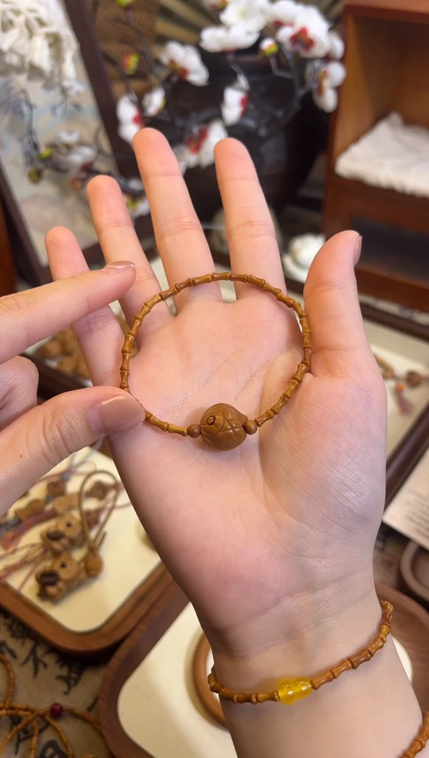 手串桃核【桃缘行】竹节「锦鲤」桃木桃核辟、挡、驱、护 备注手围