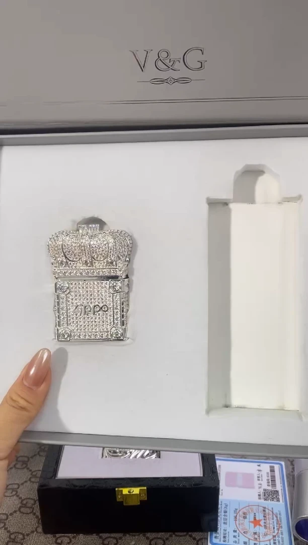 镜面ZIPPO银色满钻星河之冠