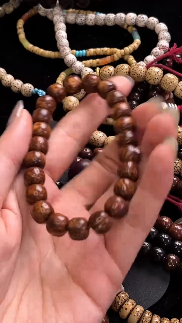手串星月菩提精工级中珀浅桶珠10*9手串
