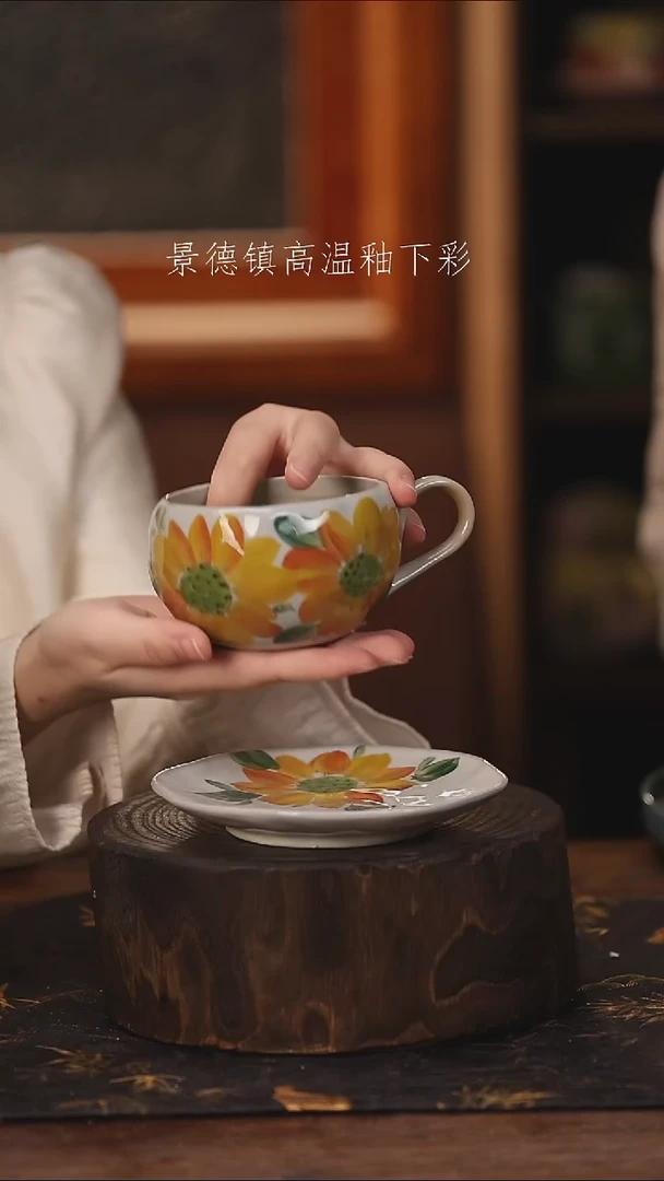陶瓷景德镇高温釉下手绘陶瓷@L452@