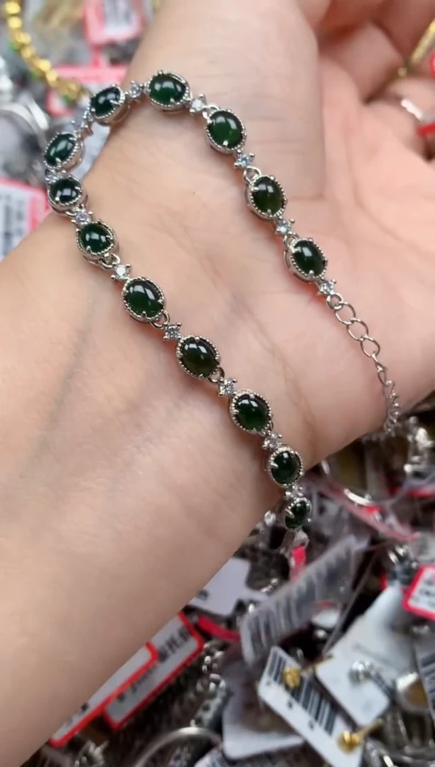 银S925镶嵌戒指翡翠天然A货缅甸翡翠