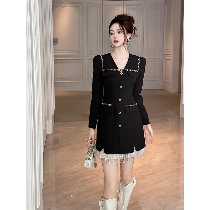 小香风显瘦气质轻奢时尚法式名媛秋季连衣裙21544